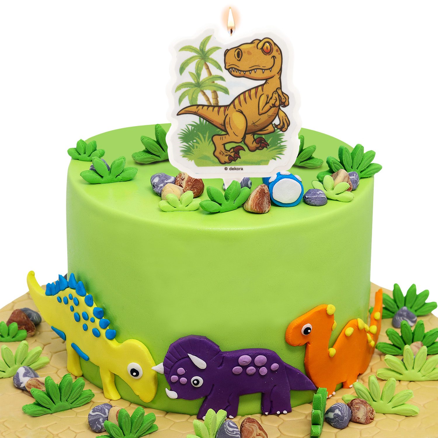 Bougie dinosaure sur gâteau